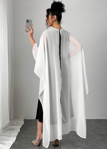 Чорно-білий вечірня, кежуал сукня сукня-кейп SHEIN колор блок