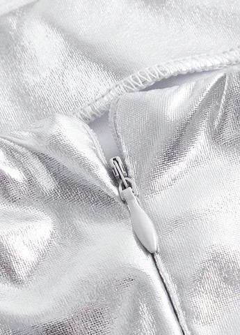 Срібна коктейльна сукня з відкритими плечима SHEIN однотонна