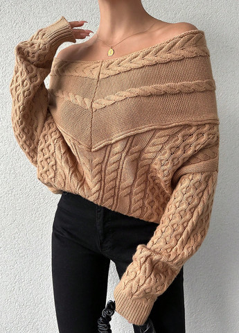 Песочный демисезонный свитер SHEIN