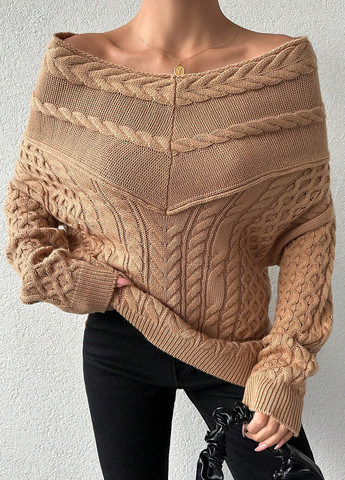 Песочный демисезонный свитер SHEIN