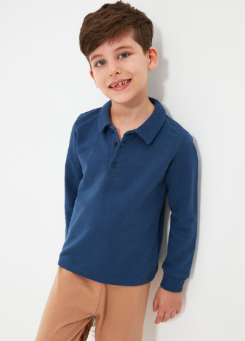 Темно-синяя детская футболка-поло для мальчика Trendyol меланжевая