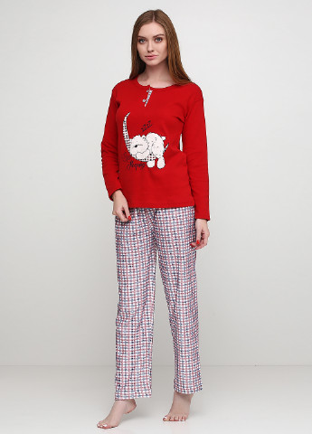 Червона всесезон піжама утеплена (лонгслів, брюки) Good Night Pajama