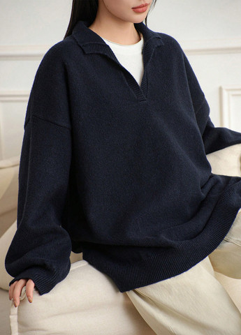 Темно-синій зимовий светр SHEIN