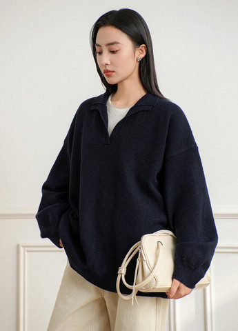 Темно-синій зимовий светр SHEIN