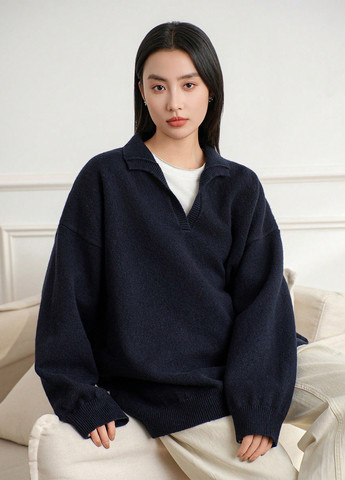 Темно-синій зимовий светр SHEIN