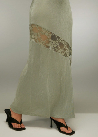 Сіро-зелена святковий, кежуал сукня з відкритою спиною SHEIN однотонна