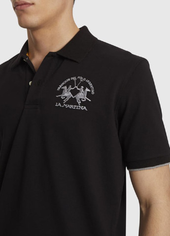 Черная футболка-поло для мужчин La Martina однотонная