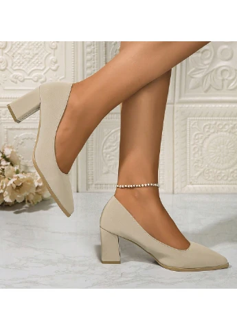 SHEIN Туфли лодочки бежевый з полиуретан, китай — демисезон (323127476)