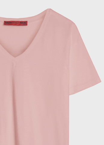 Рожево-коричнева літня футболка з v-подібним вирізом KASTA design