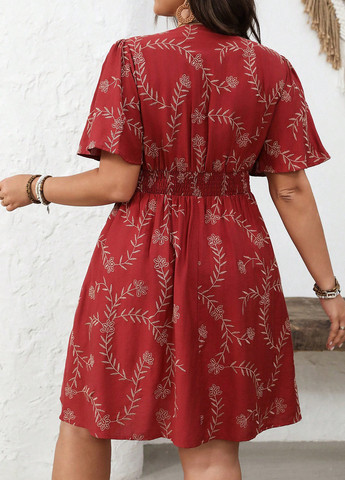 Бордова кежуал сукня на запах SHEIN однотонна