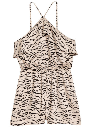 Комбинезон H&M комбинезон-шорты тигровый бежевый кэжуал вискоза