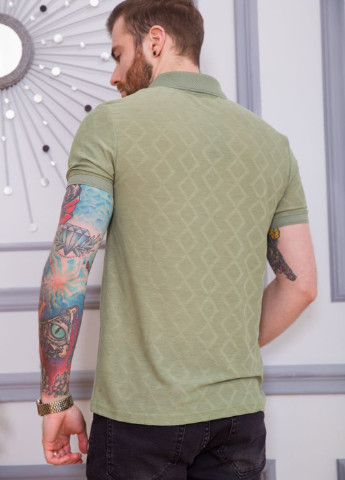 Оливковая футболка-поло для мужчин Ager с геометрическим узором