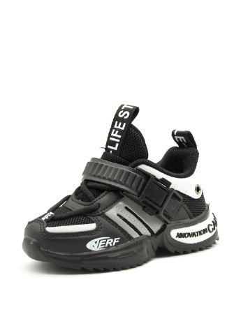 Детские черно-белые осенние кроссовки W.Niko на шнурках люверсы, с тиснением для мальчика