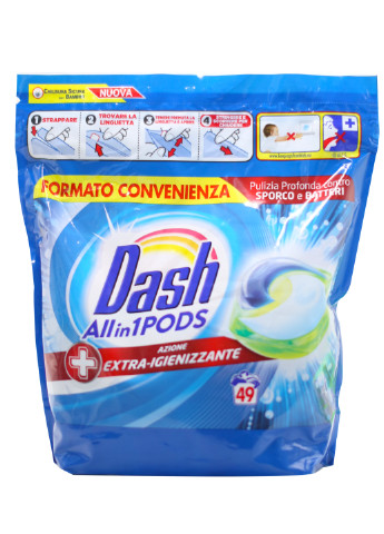 Гель-капсулы для стирки 3в1 Extra-Igienizzante дезинфицирующие (49 стирок) Dash (253715473)