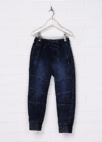 Синие джинсовые демисезонные брюки с высокой талией S&D