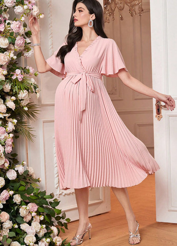 Пудрова кежуал плаття для вагітних на запах SHEIN однотонна