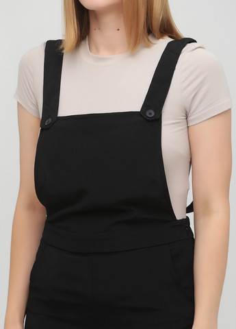 Комбинезон Monki комбинезон-брюки однотонный чёрный кэжуал полиэстер