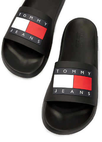 Черные шлепанцы Tommy Jeans с логотипом