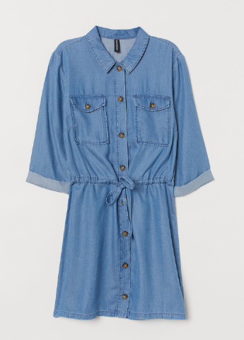 Блакитна джинсова плаття, сукня сорочка H&M однотонна