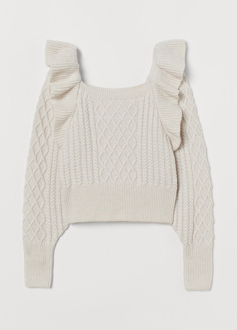 Белый зимний свитер H&M