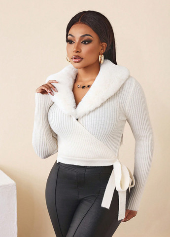 Кремовый демисезонный свитер SHEIN