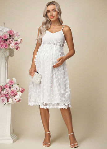 Белое кэжуал платье для беременных клеш SHEIN однотонное