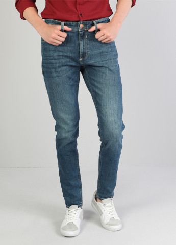 Темно-голубые демисезонные скинни джинсы Colin's