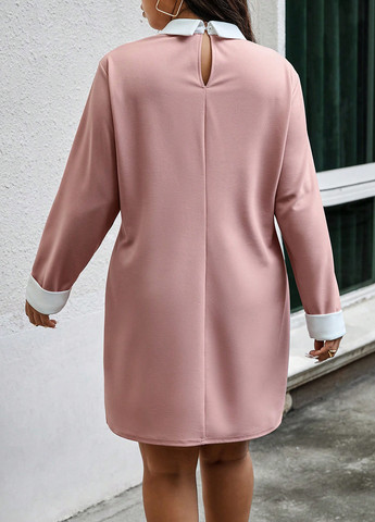 Рожева кежуал сукня сукня-сорочка SHEIN колор блок