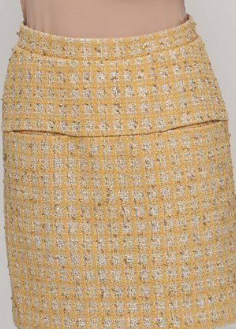 Костюм (жакет, юбка) Kristina Mamedova юбочный клетка горчичный кэжуал шерсть, вискоза
