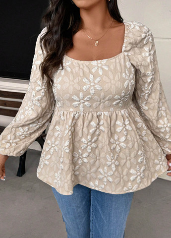 Кремова блуза з баскою SHEIN