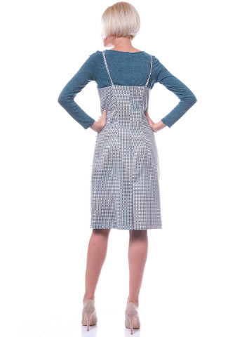 Комбинированное кэжуал платье OKS by Oksana Demchenko с узором пье-де-пуль «гусиная лапка»