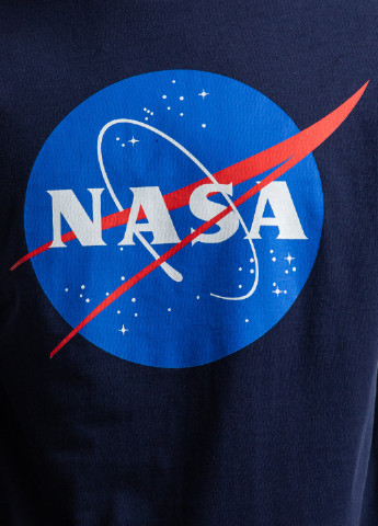Темно-синій лонгслів з логотипом Nasa однотонний темно-синій кежуали
