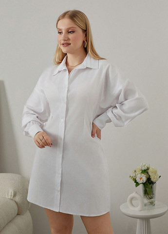 Білий кежуал сукня сукня-сорочка SHEIN однотонна