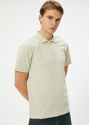 Светло-бежевая футболка-поло для мужчин KOTON однотонная