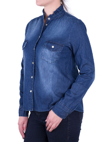 Синяя кэжуал рубашка однотонная Miss Miss