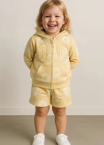 Жовтий демісезонний комплект (толстовка, футболка, шорти) Gap