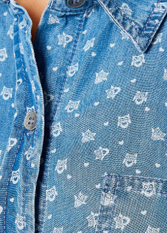 Синяя джинсовая рубашка сова KOTON