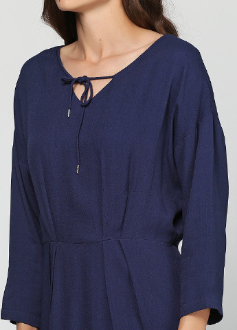 Темно-синее кэжуал платье с длинным рукавом Minus однотонное