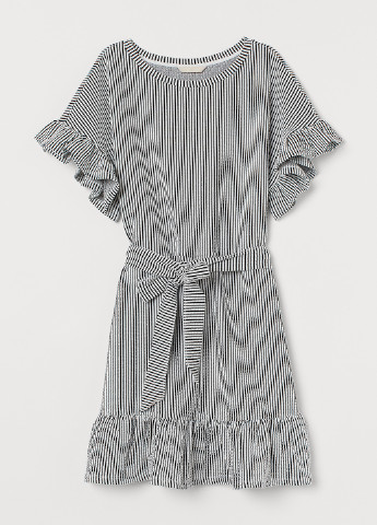 Комбинированное кэжуал платье а-силуэт H&M в полоску