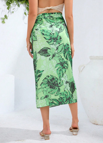 Разноцветная кэжуал цветочной расцветки юбка SHEIN на запах