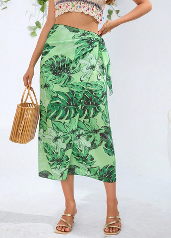 Разноцветная кэжуал цветочной расцветки юбка SHEIN на запах