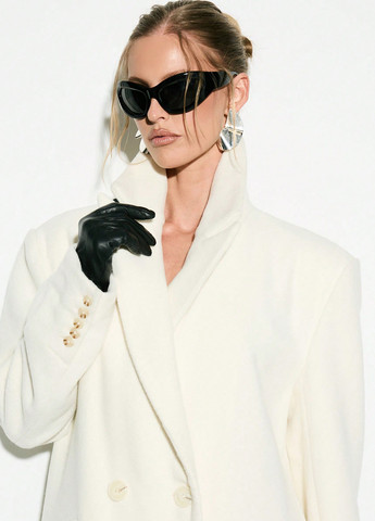 Кремове демісезонне Пальто двобортне SHEIN