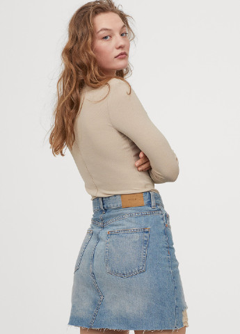 Светло-синяя джинсовая однотонная юбка H&M