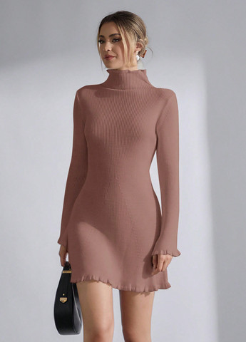 Світло-рожева кежуал сукня сукня светр SHEIN однотонна