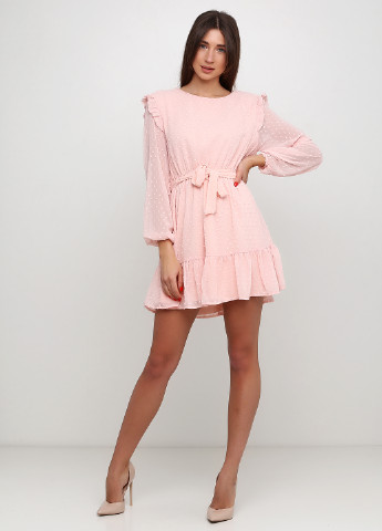 Светло-розовое кэжуал платье клеш Made in Italy однотонное