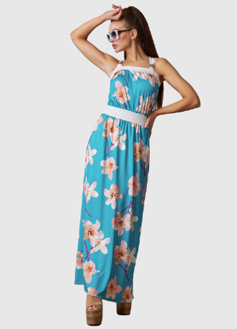 Блакитна кежуал сукня сукня-майка ST-Seventeen з квітковим принтом