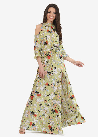 Фісташкова кежуал сукня, сукня з відкритими плечима Lila Kass з квітковим принтом