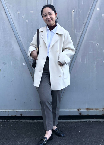 Молочне демісезонне Пальто двобортне Uniqlo