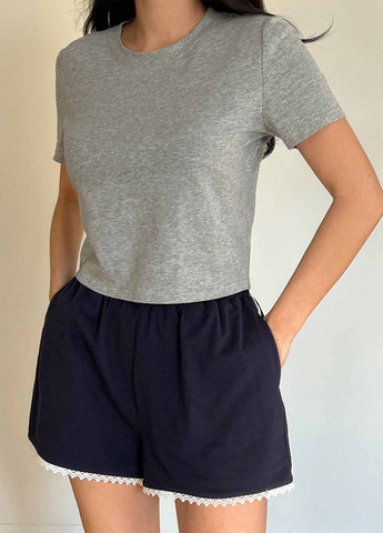 Сірий демісезонний комплект (футболка, шорти) SHEIN