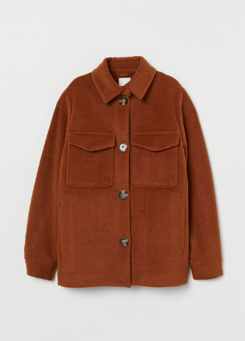 Куртка-сорочка H&M однотонна коричнева кежуал